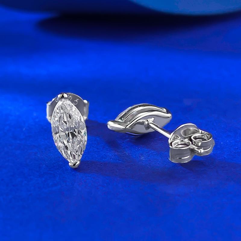 S925 Sterling Silver Marquise Ear Stud 4*8mm 6A Cubic Zirconia Earring Daily Life Earrings-616(35%)