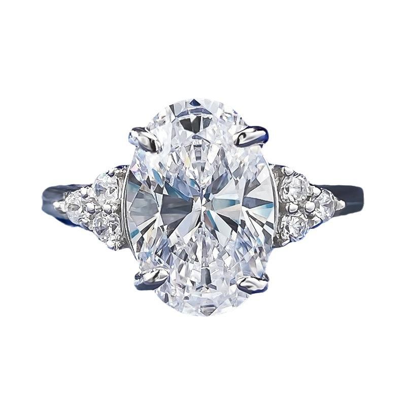 S925 Sterling Silver Oval Cut Oval Ring 8 * 12mm 6A Cubic Zirconia Ring fashion jewelry accessory woman girl promise ring-258(35%)