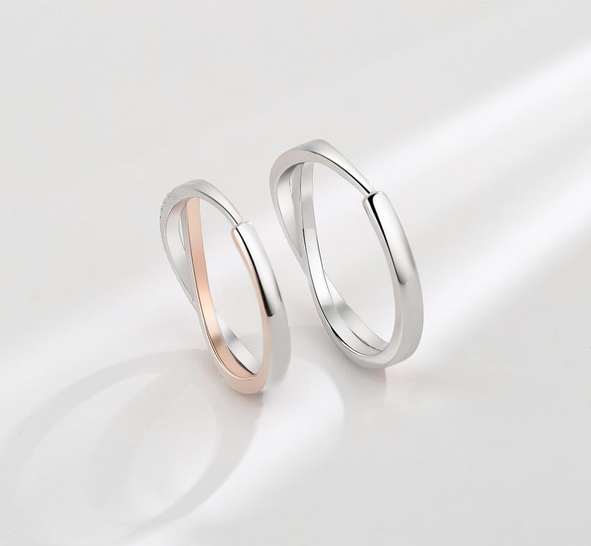 S925 Sterling Silver Mobius Couple Ring Cross Open Ring -555(45%)