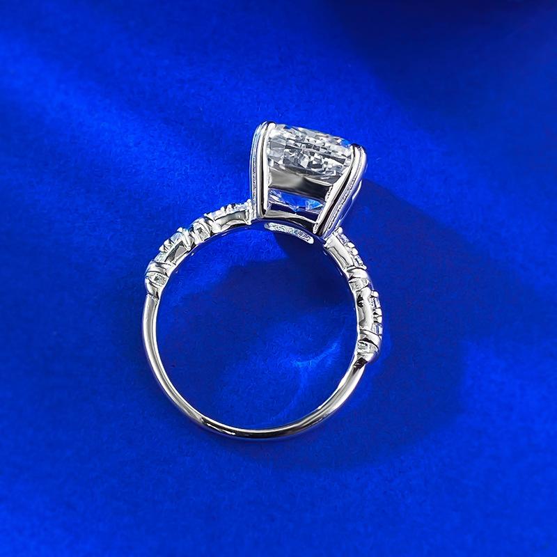 S925 Sterling Silver Ice Flower Cut Square 10*10mm 8A Cubic Zirconia Ring-418(25%)