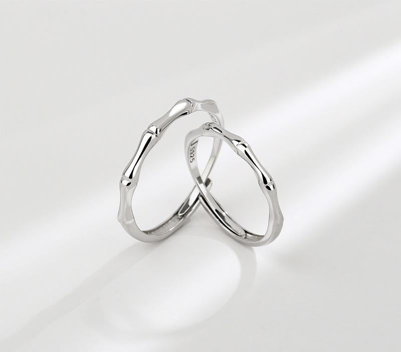 S925 Sterling Silver Ancient Style Bamboo Joint Couple Rings - 485 weddingring(45%)