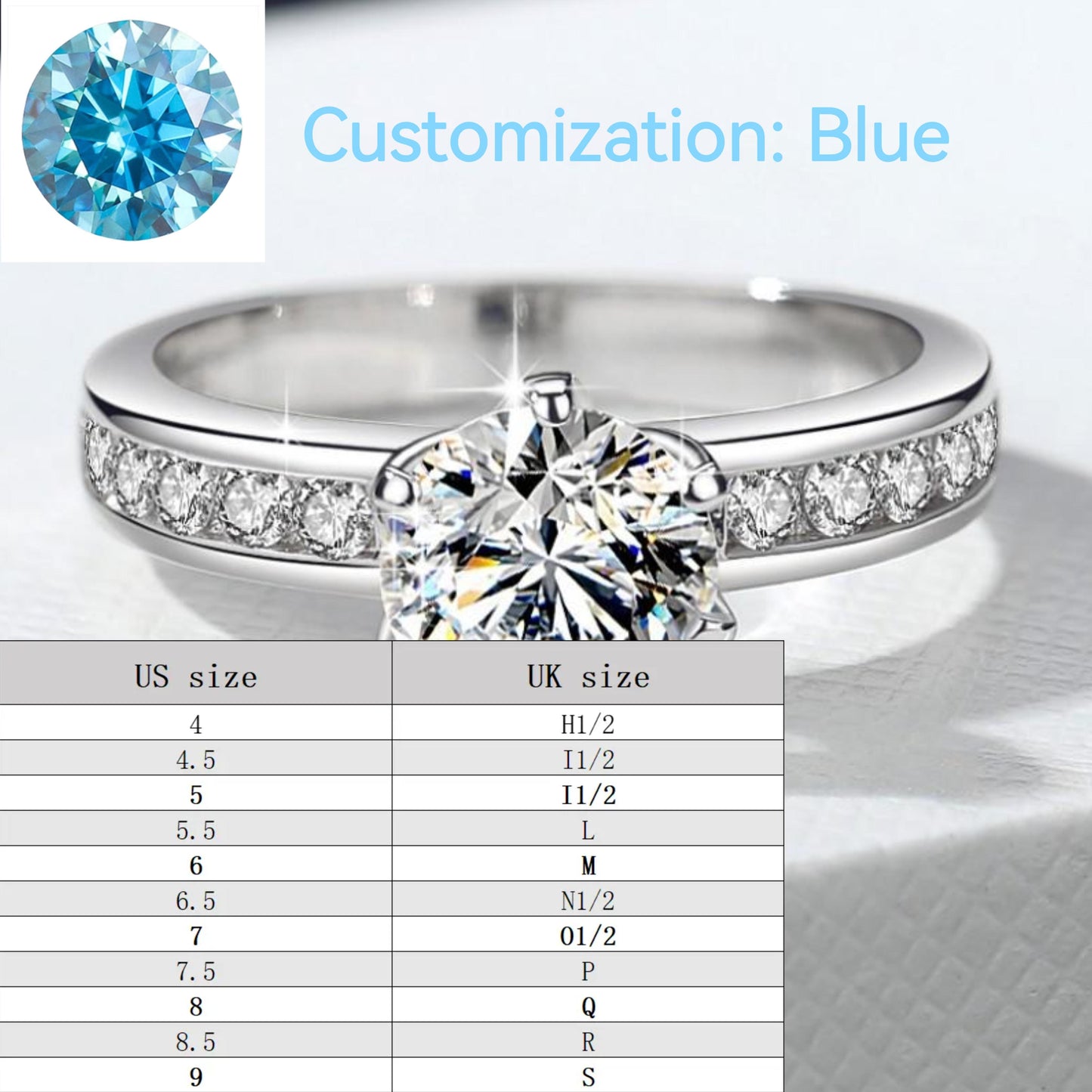 S925 Sterling Silver Ring Six-Claw Crown  Synthetic Moissanite fashion jewelry accessory woman girl promise ring Springtok-341(35%)