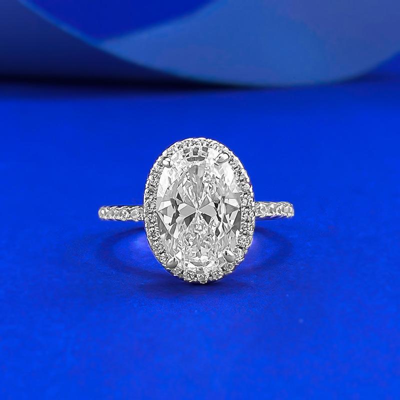 S925 sterling silver oval cut full pigeon egg Ring 8*12mm 8A cubic zirconia ring-184(35%)