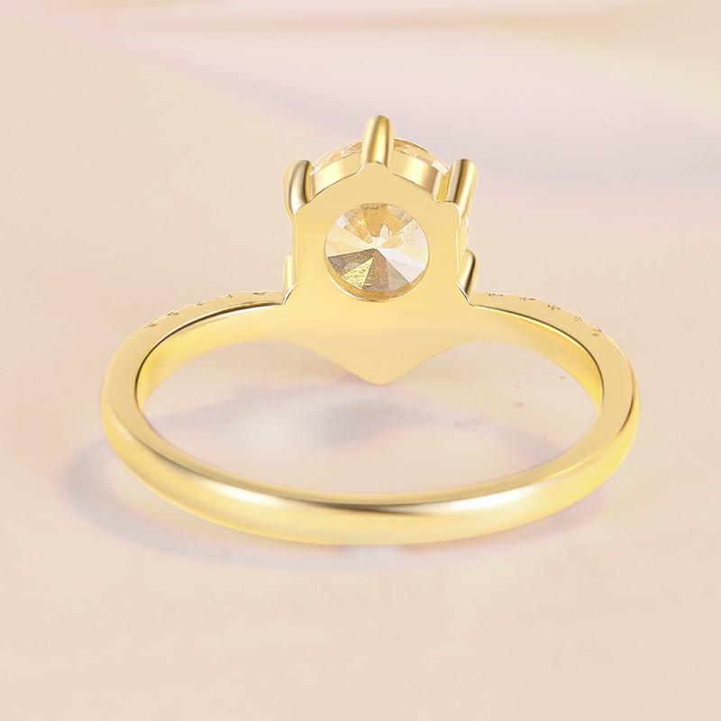 S925 Sterling Silver Six-claw Golden Ring Synthetic Moissanite Ring-186(35%)