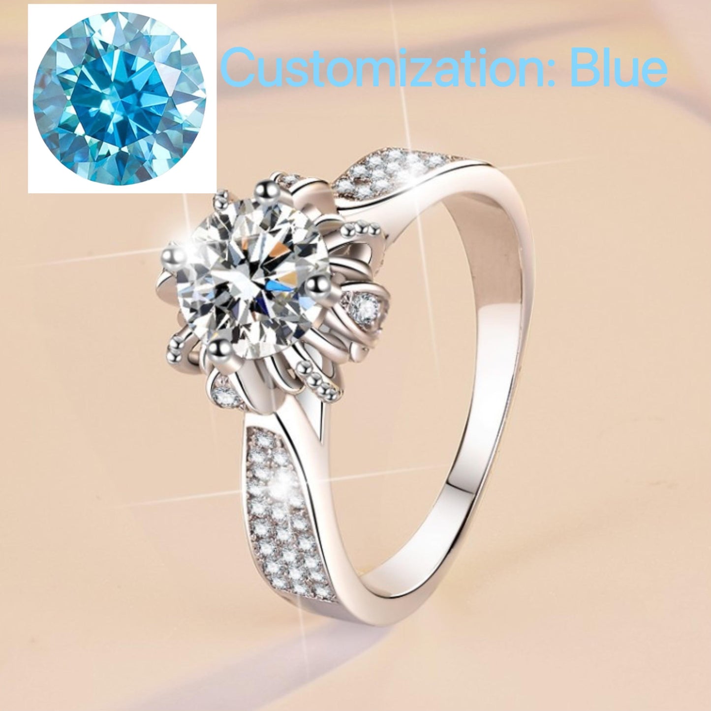 82. 925 Sterling Silver Rose Bud Ring Synthetic Moissanite Ring