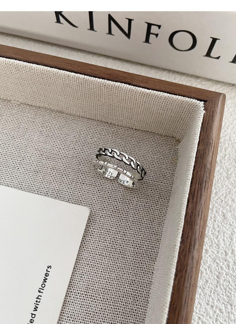 S925 Sterling Silver Vintage Double Layer Chain Ring for Women - 501(45%)