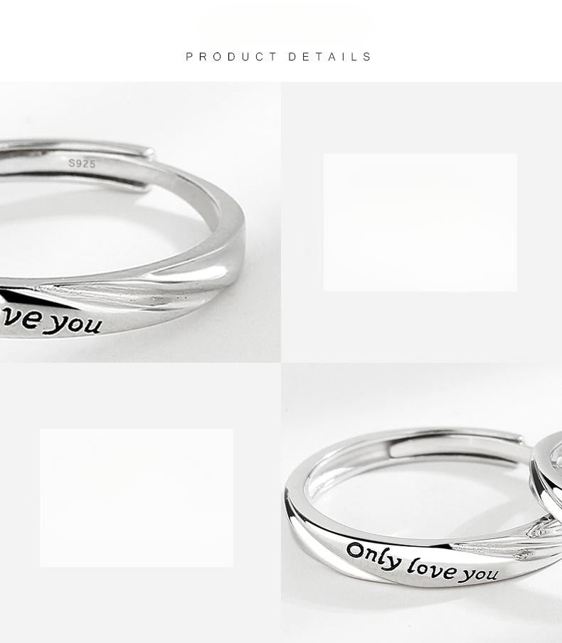 S925 Sterling Silver casual English Letter Couple Ring-557 jewellery  with  meaning(45%)