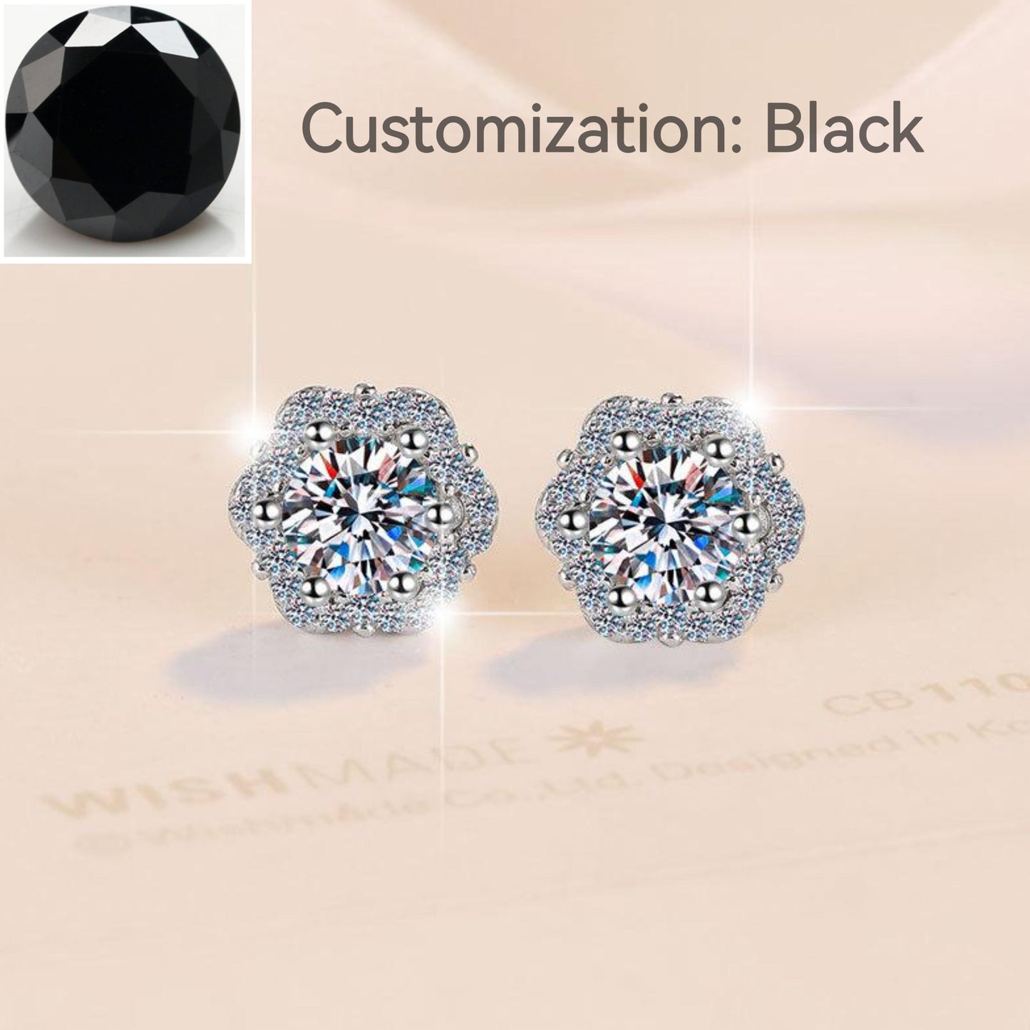 S925 Sterling Silver Little Flower Ear Stud Plum Blossom Synthetic Moissanite Earrings Daily Life Earrings(35%)-624