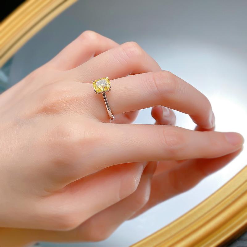 S925 Sterling Silver Cushion Cut Square Ring 6A Cubic Zirconia Ring 1.25Carat-296(35%)