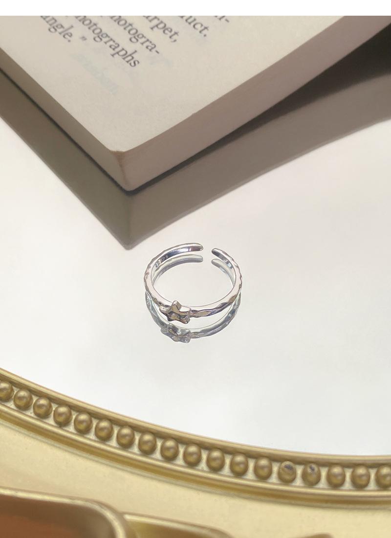 S925 Sterling Silver Irregular Texture Finger Ring for Women - 491(45%)