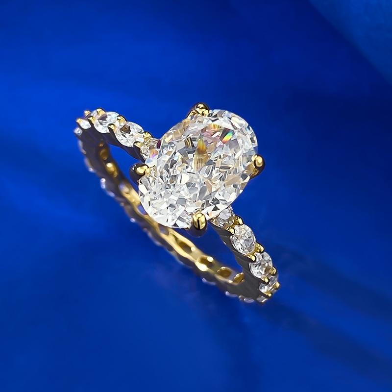 S925 Sterling Silver Oval Cut Oval Ring 7*10mm 6A Cubic Zirconia Ring-343(35%)