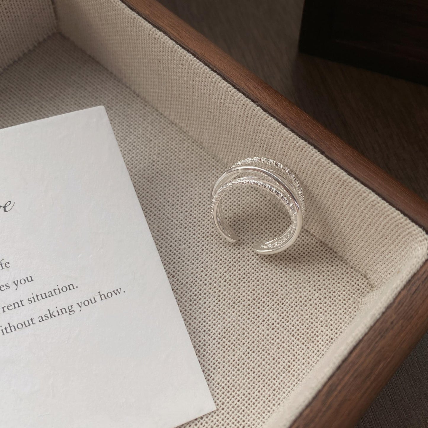 S925 Sterling Silver Multi-layered Twist Wire Ring Women's Open Ring -489(45%)