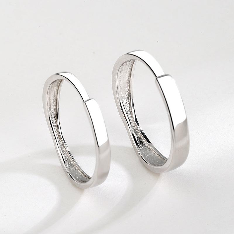 S925 Sterling Silver English Letter Couple Ring Plain Band -559 weddingring(45%)
