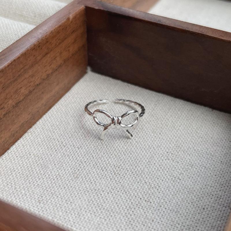 S925 Sterling Silver Bowknot Open Tail Ring Joint Ring for Women -514(45%)