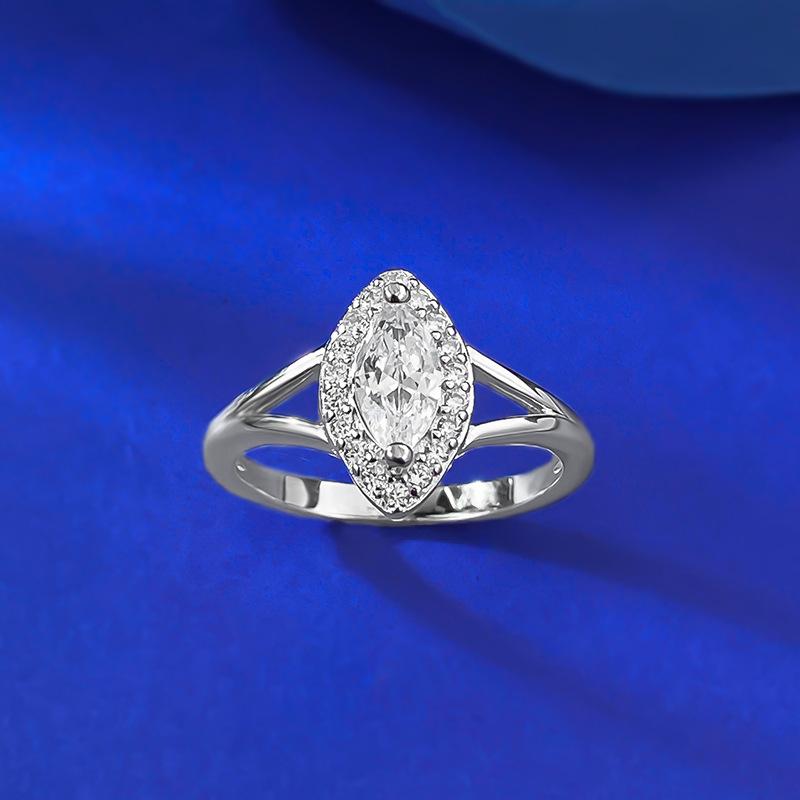 S925 Sterling Silver Marquise Horse Eye Ring 4*8mm 6A Cubic Zirconia Ring-198(35%)