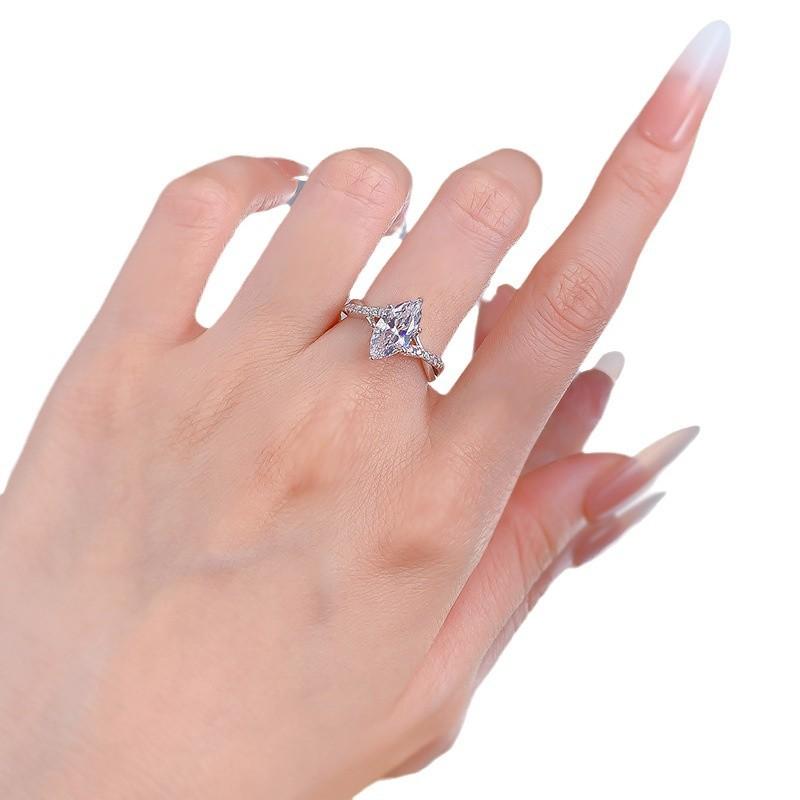 S925 Sterling Silver Marquise Cut Horse Eye Ring 6*12 6A Cubic Zirconia Ring fashion jewelry accessory woman girl promise ring-336(35%)