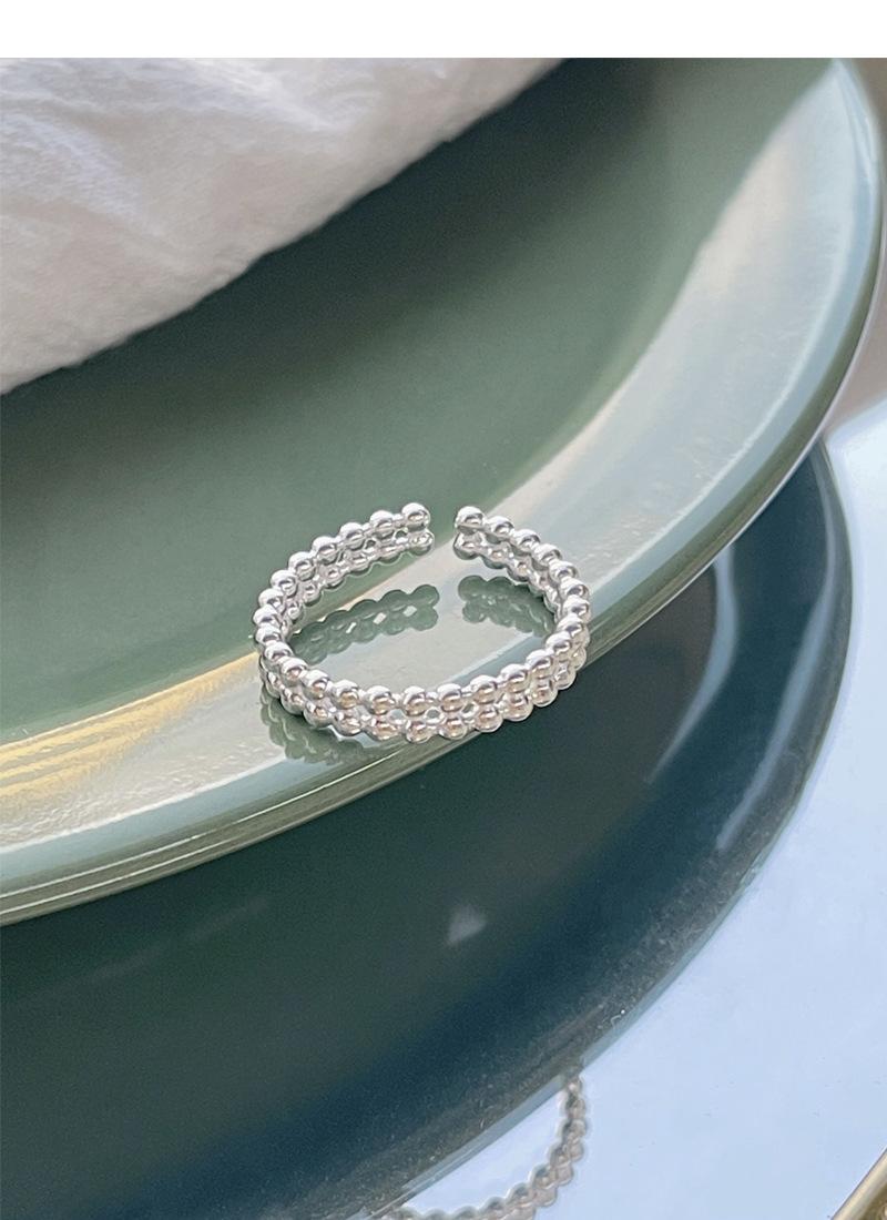 S925 Sterling Silver Double Layer Round Bead Ring Female Open Ring -544(45%)