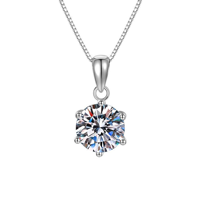 NO6-2. S925 Sterling Silver High Grade Synthetic Moissanite Pendant /1 carat /2 carat /3 carat/Six Claw/Certified Synthetic Moissanite/High Grade Of D Color E Cut VVS1 Clarity