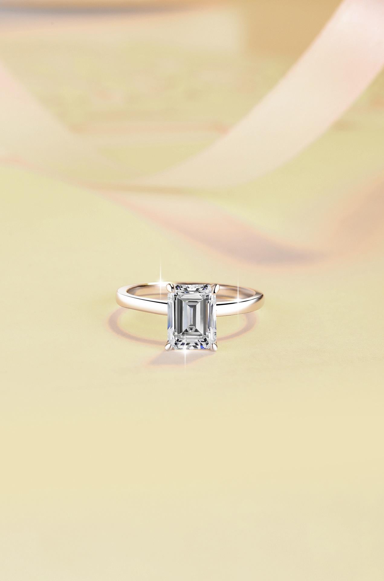 S925 Sterling Silver Grandma Rectangular Ring Synthetic Moissanite Ring 2Carat-447(25%)