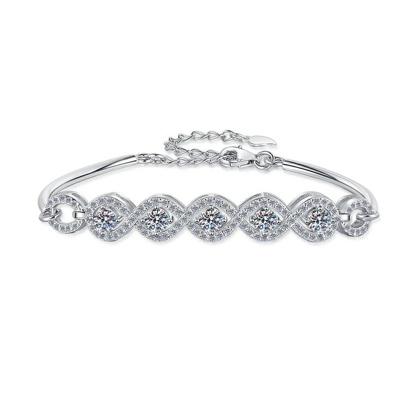 52. S925 Sterling Silver Five Stars Bracelet Synthetic Moissanite Bracelet