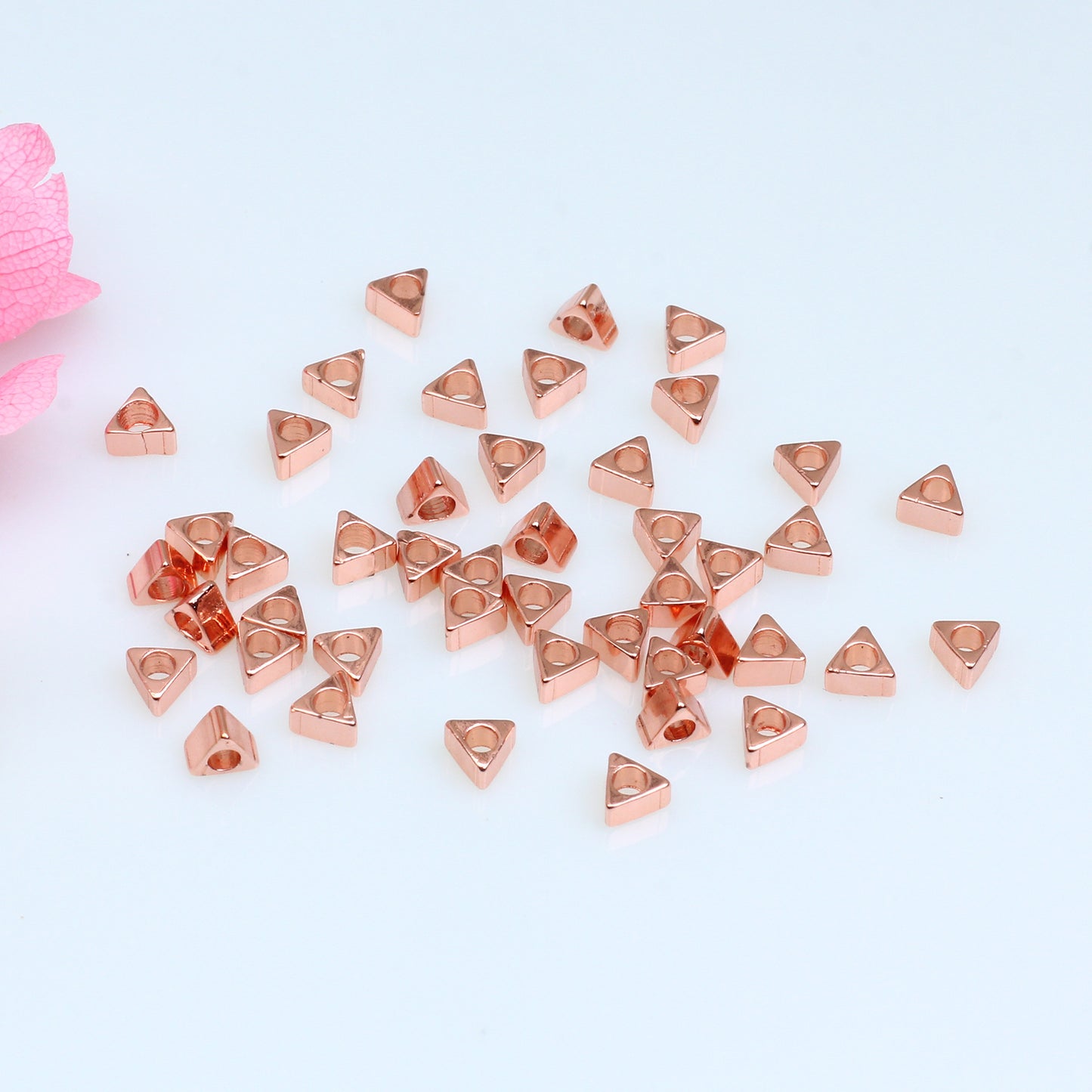 Triangular Copper Bead For Jewelry DIY，Covered by 14/18K Real Gold Or Silver，3mm