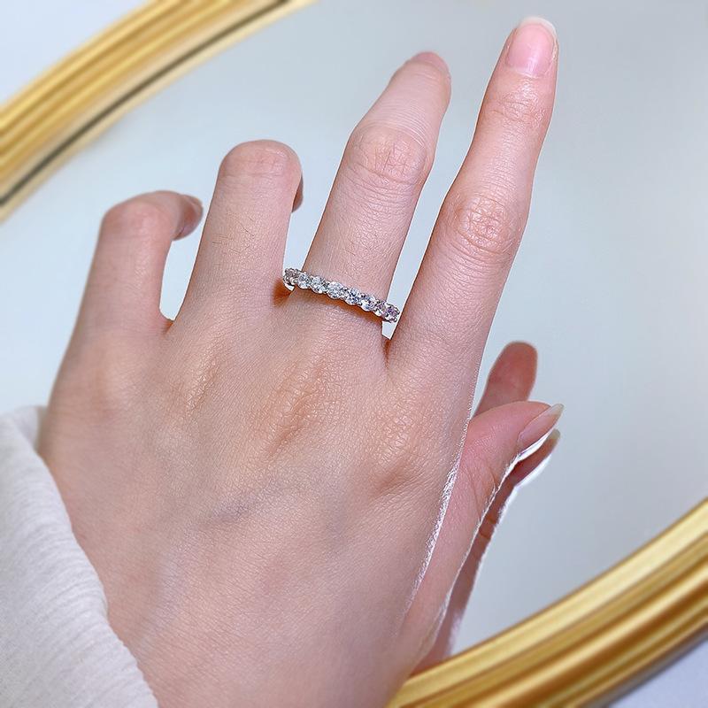 S925 Sterling Silver Row Band Ring 6A Cubic Zirconia Ring fashion jewelry accessory woman girl promise ring-410(35%)