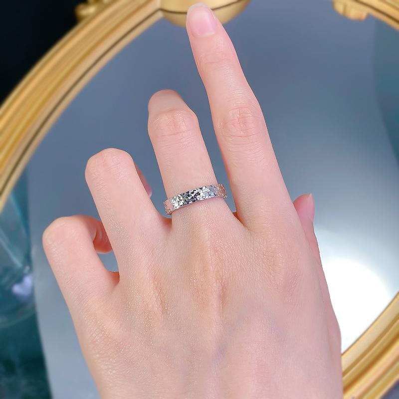 S925 Sterling Silver Crushed Ice Band Ring 6A Cubic Zirconia Ring fashion jewelry accessory woman girl promise ring-416(35%)