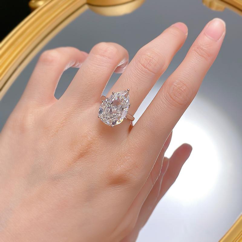 S925 sterling silver Pear Ice Flower Cut Pear Ring 12*18mm 8A Cubic Zirconia Ring fashion jewelry accessory woman girl promise ring-399(35%)