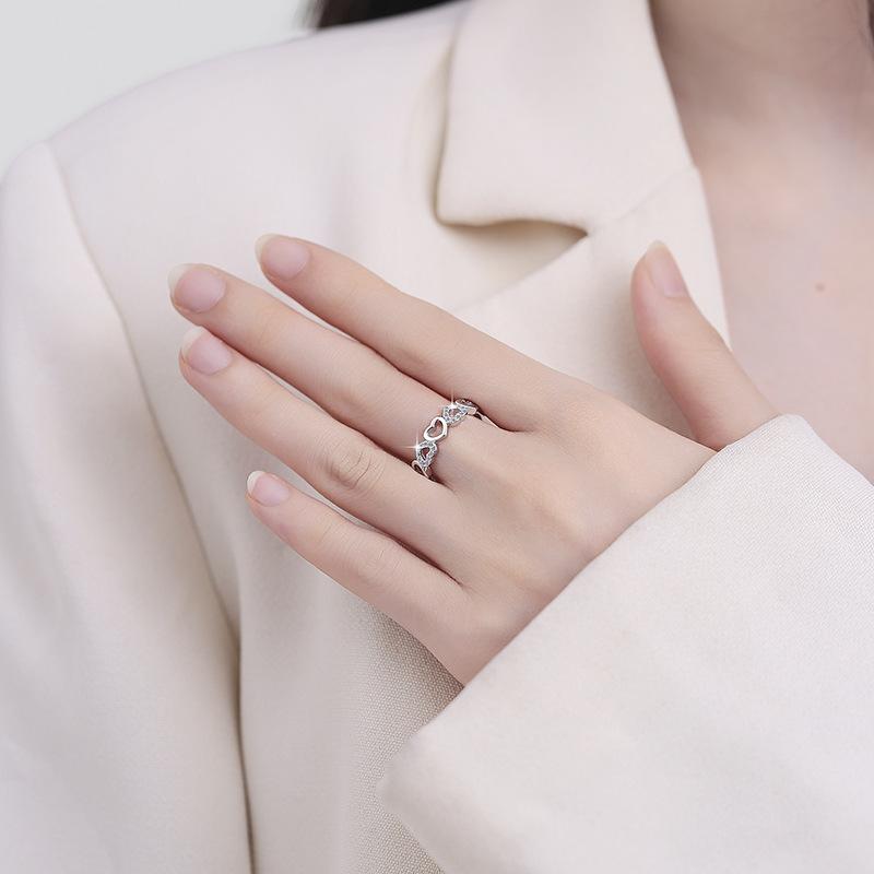 S925 Sterling Silver Little Heart-Shaped Ring  Synthetic Moissanite Ring fashion jewelry accessory woman girl promise ring-236(35%)