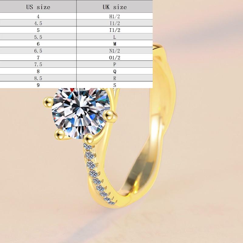 S925 Sterling Silver Interleaved Rattan Shaped Golden Ring Synthetic Moissanite Ring-267(35%)