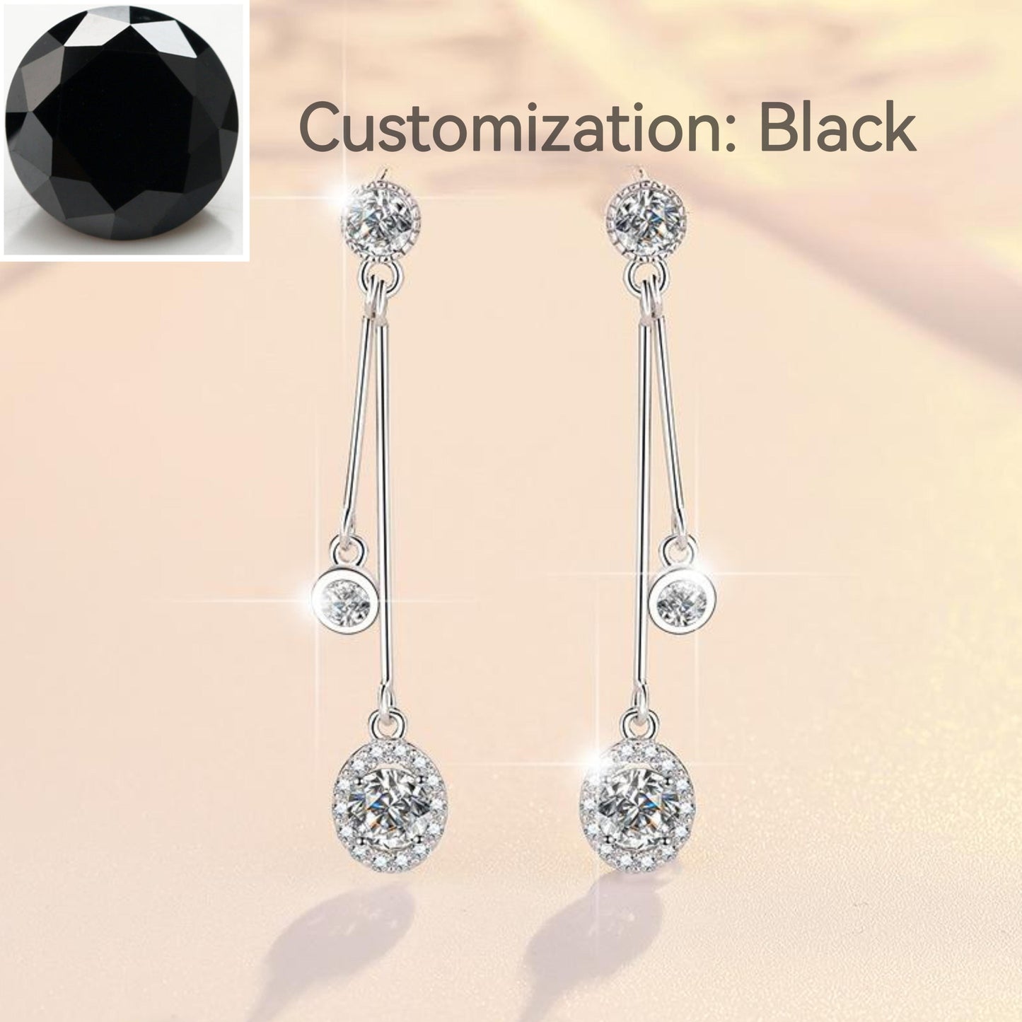 46. S925 Sterling Silver Line  Earrings D Color Synthetic Moissanite