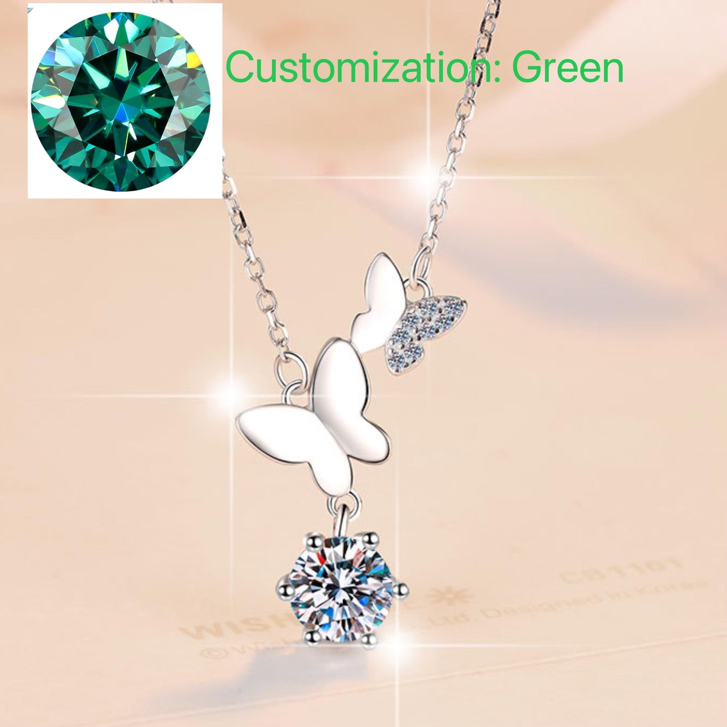 S925 Sterling Silver Butterfly Necklace Synthetic Moissanite Birthday Gift Minimalist Pendant Necklace-326(35%)