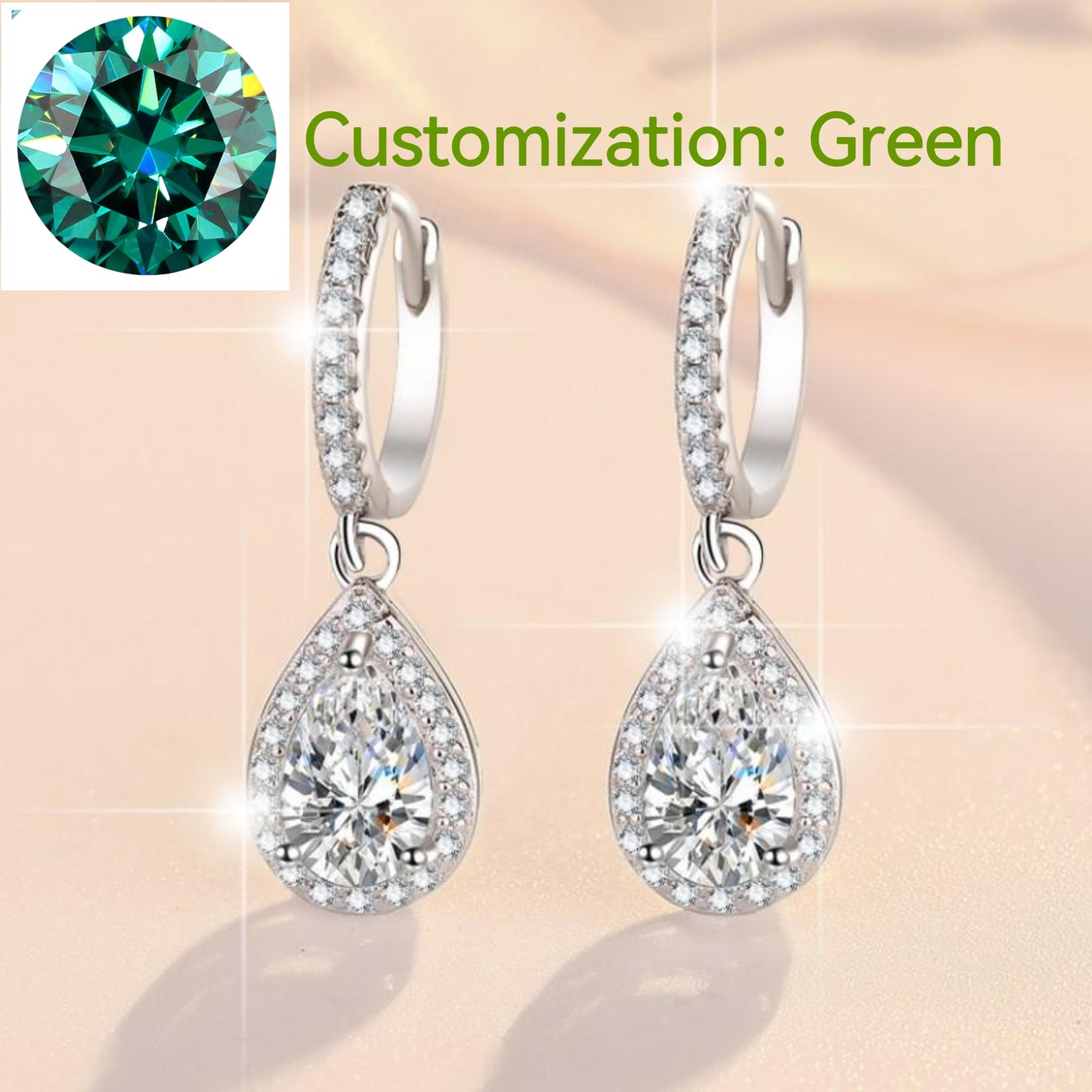 35. S925 Sterling Silver Pear-Shaped Earrings Synthetic Moissanite Earrings