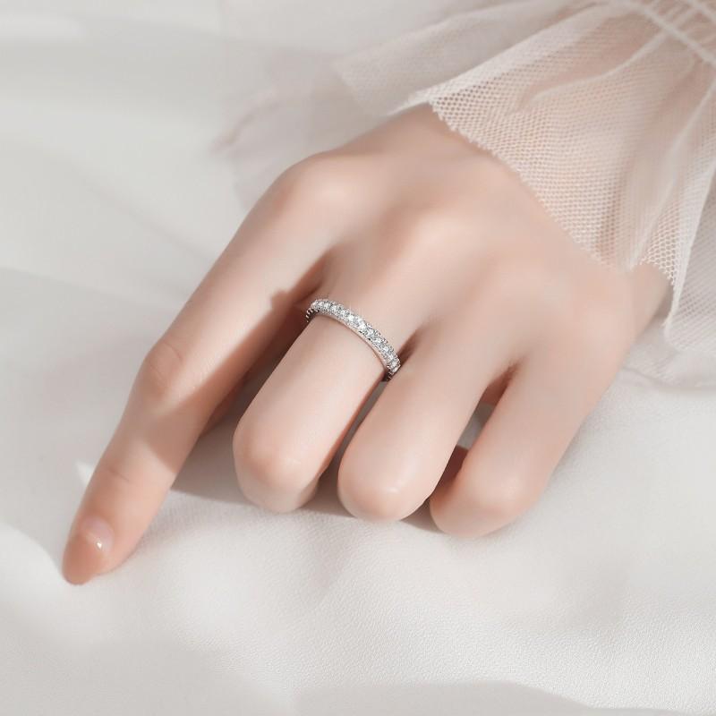 S925 Sterling Silver Full Band Ring Inlay Synthetic Moissanite fashion jewelry accessory woman girl promise ring-215(35%)