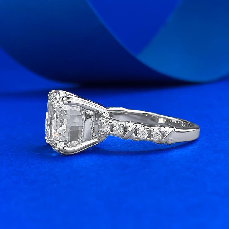 S925 Sterling Silver Ice Flower Cut Square 10*10mm 8A Cubic Zirconia Ring-418(25%)