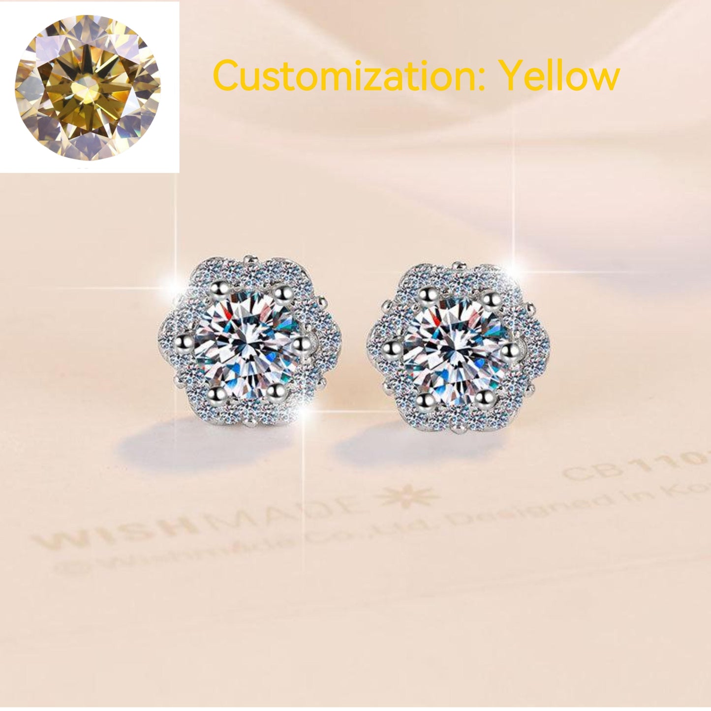 41. S925 Sterling Silver Little Flower Ear Stud Plum Blossom Synthetic Moissanite Earrings