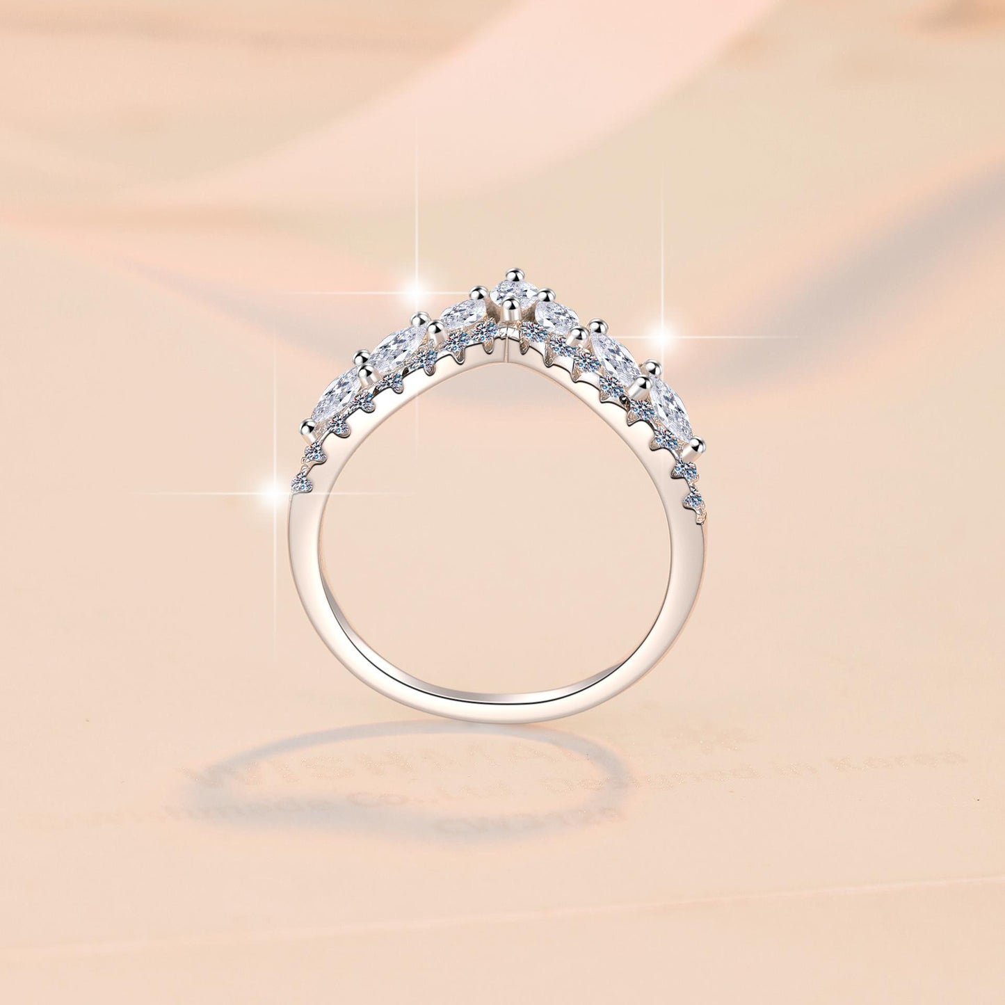 6A Cubic Zirconia S925 Sterling Silver Full Star Crown V Band Ring fashion jewelry accessory woman girl promise ring-222(35%)
