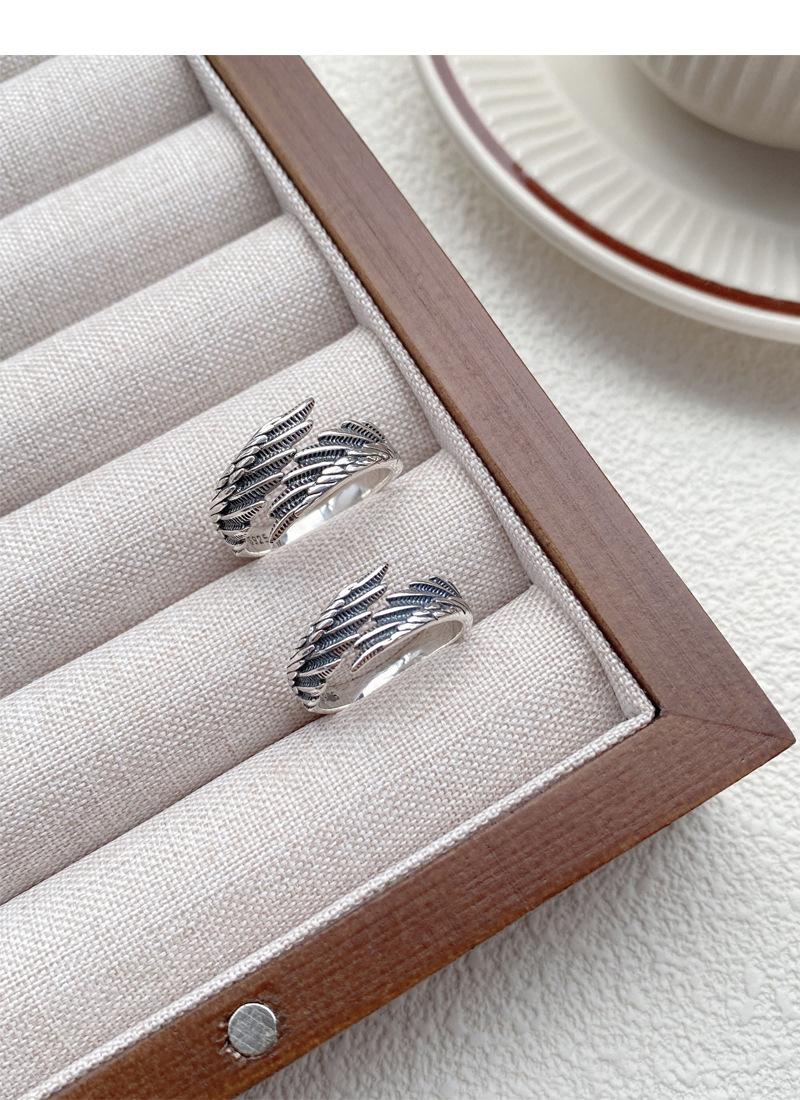 S925 Sterling Silver Vintage Angel Wings Couple Ring -547 weddingring(45%)