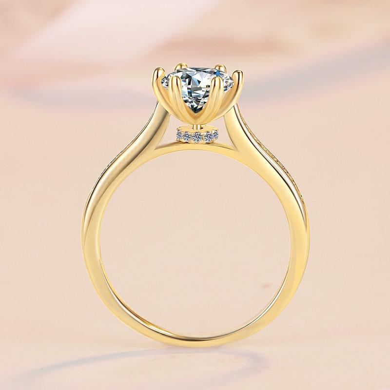 S925 Sterling SilverSix-claw Golden  Ring Synthetic Moissanite Ring 1Carat-182(35%)