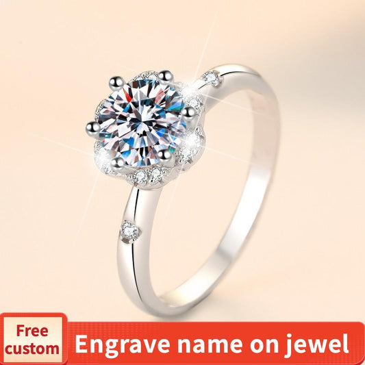 S925 Sterling Silver Six-Claw Ring Synthetic Moissanite Ring fashion jewelry accessory woman girl promise ring-244(35%)