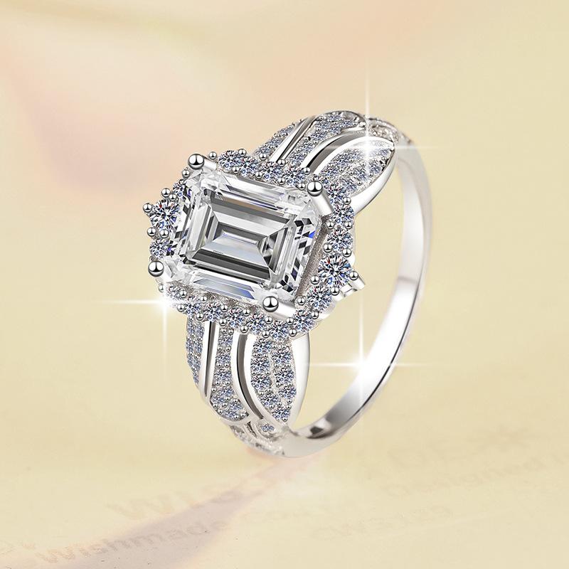 8A Cubic Zirconia S925 Sterling Silver Big Radiant Rectangular Ring 3Carat-446(25%)