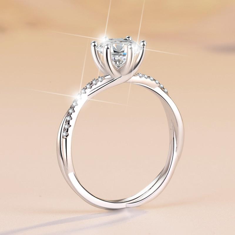 S925 Sterling Silver Love Interwoven Ring Synthetic Moissanite Ring fashion jewelry accessory woman girl promise ring-193(35%)