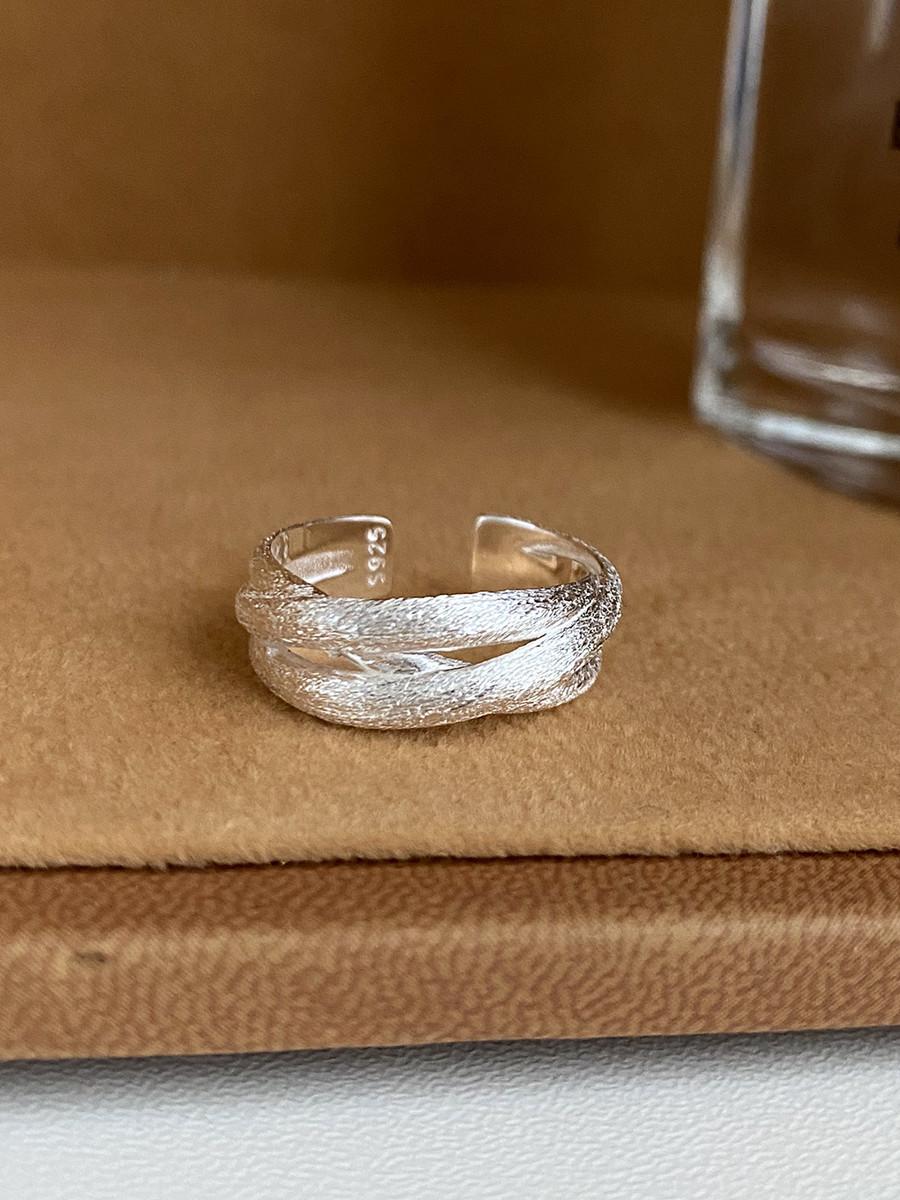 S925 Sterling Silver Multi-layer Cross Brushed Ring for Women Open Ring -553(45%)