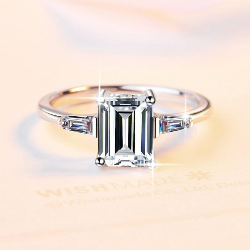 S925 Sterling Silver Grandmother Cut Ring/2 Karat/Synthetic Moissanite Ring fashion jewelry accessory woman girl promise ring-199(35%)