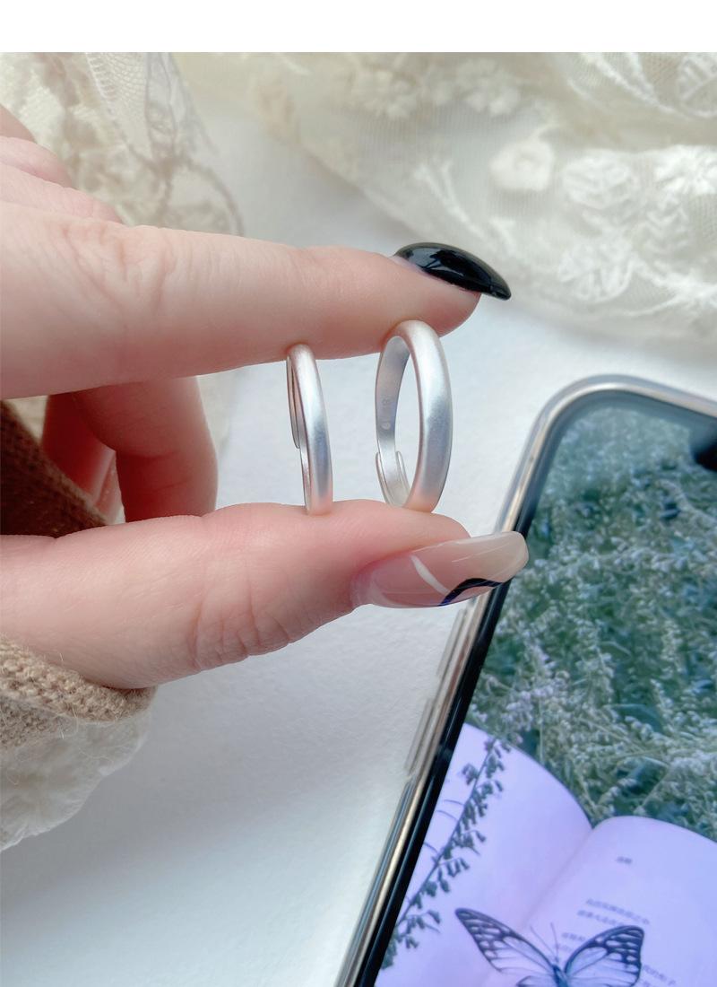 S925 Sterling Silver Vintage Matte Frosted Plain Band Couple Rings Wedding ring- 477(45%)