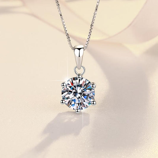 NO6-2. S925 Sterling Silver High Grade Synthetic Moissanite Pendant /1 carat /2 carat /3 carat/Six Claw/Certified Synthetic Moissanite/High Grade Of D Color E Cut VVS1 Clarity