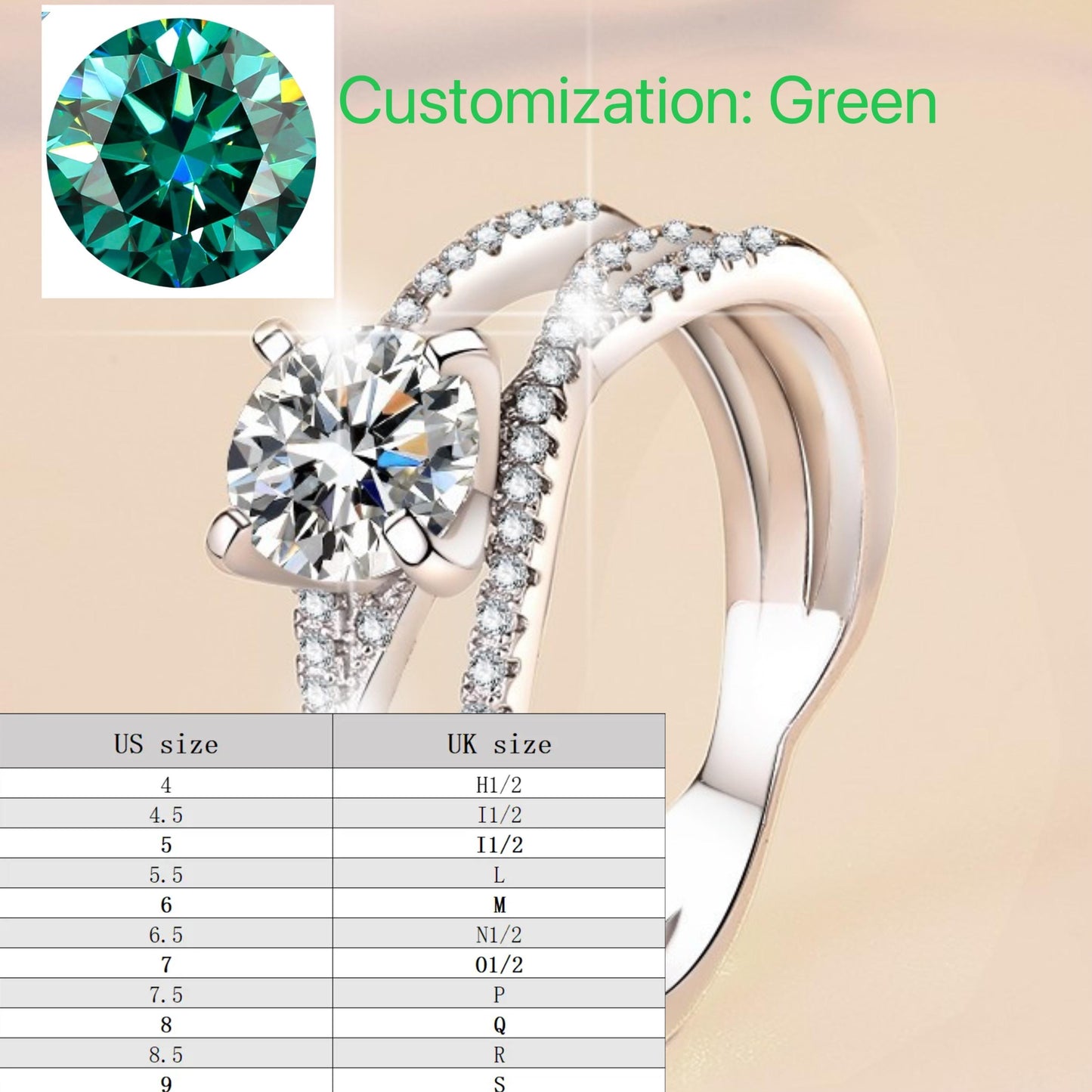 S925 Sterling Silver Eternal Love Ring Synthetic Moissanite Ring fashion jewelry accessory woman girl promise ring-190(35%)