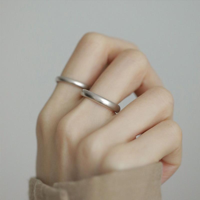 S925 Sterling Silver Matte Couple Rings Plain Band - 537 weddingring(45%)