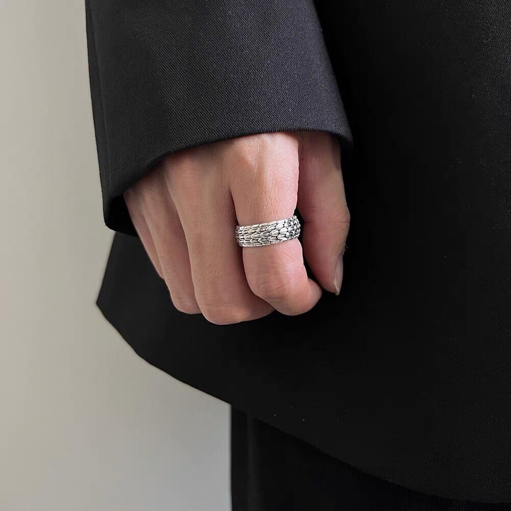 S925 Sterling Silver Dragon Scale Ring Men's retro - 548(45%)