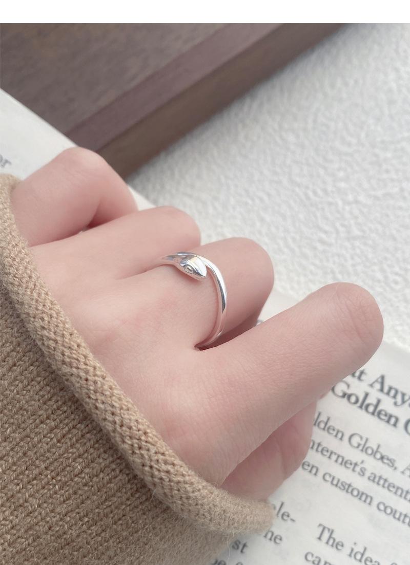 S925 Sterling Silver Snake Simple Shape Ring for Women - 503(45%)